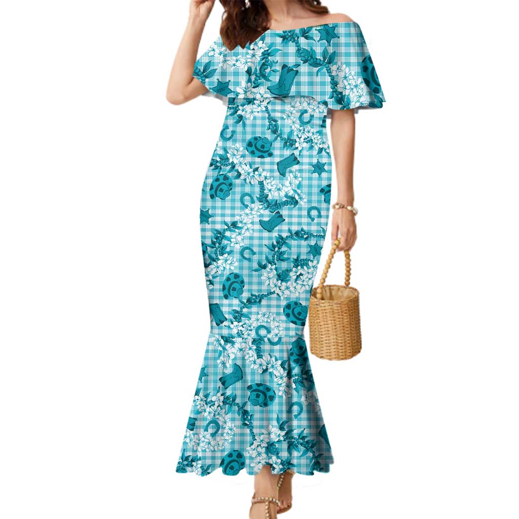 Mokihana Maile Ilima Leis Paniolo Palaka Family Matching Mermaid Dress and Hawaiian Shirt Hawaiian Polu Opa Spirit - Polynesian Pride