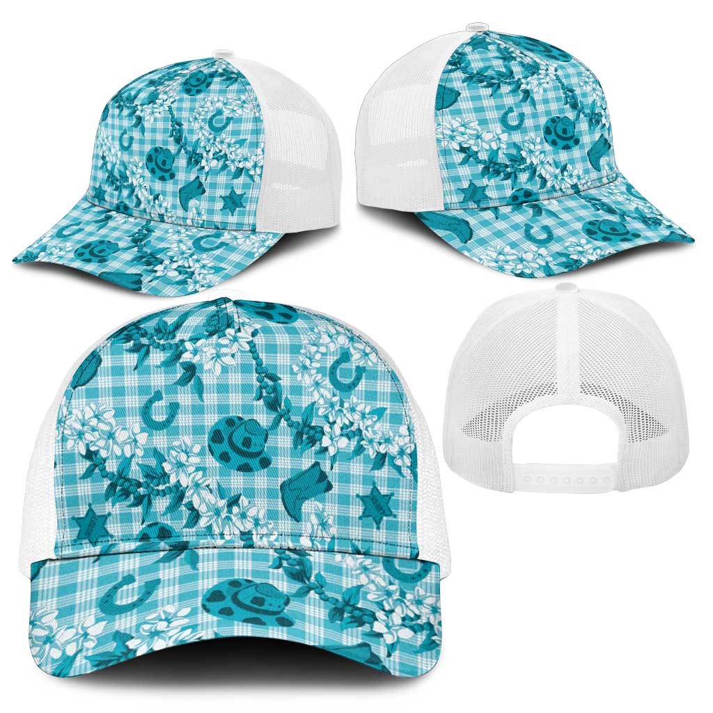 Mokihana Maile Ilima Leis Paniolo Palaka Mesh Trucker Cap Hawaiian Polu Opa Spirit - Polynesian Pride