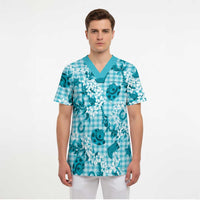 Mokihana Maile Ilima Leis Paniolo Palaka Scrub Top Hawaiian Polu Opa Spirit LT9 - Polynesian Pride