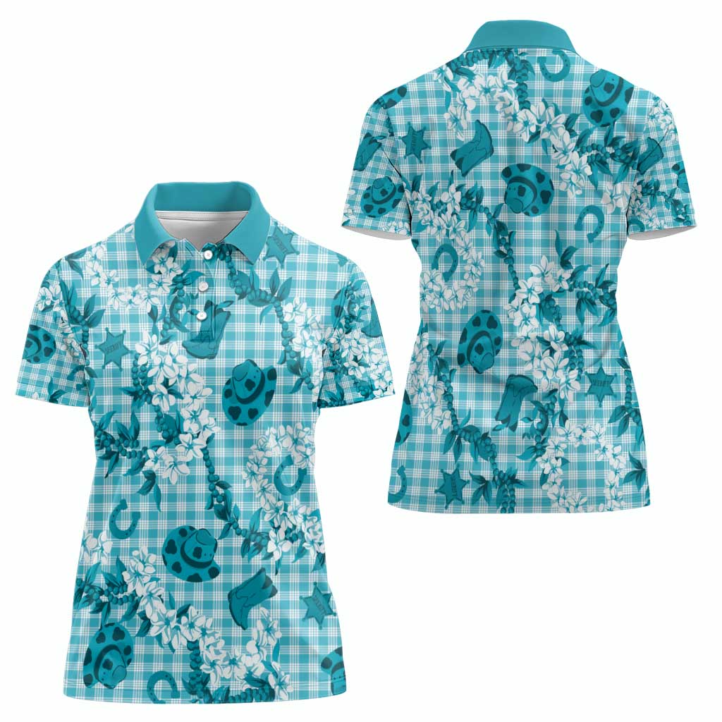 Mokihana Maile Ilima Leis Paniolo Palaka Women Polo Shirt Hawaiian Polu Opa Spirit - Polynesian Pride