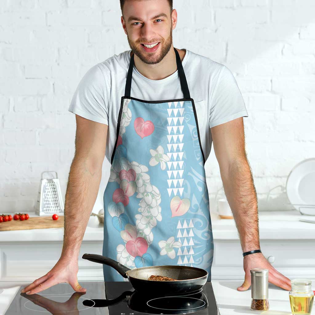 Blue Hawaii Anthurium Plumeria Lei Apron