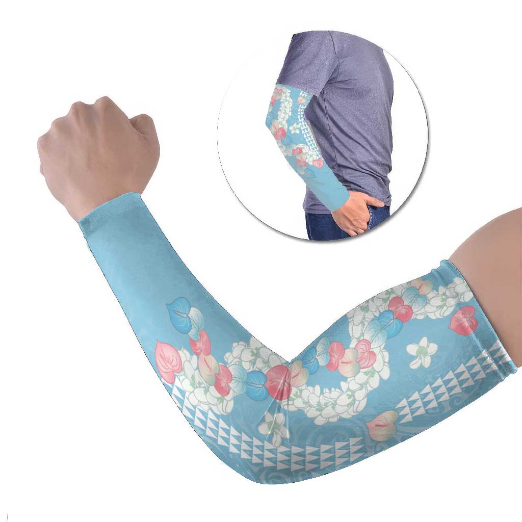 Blue Hawaii Anthurium Plumeria Lei Arm Sleeves