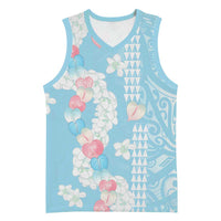 Blue Hawaii Anthurium Plumeria Lei Basketball Jersey