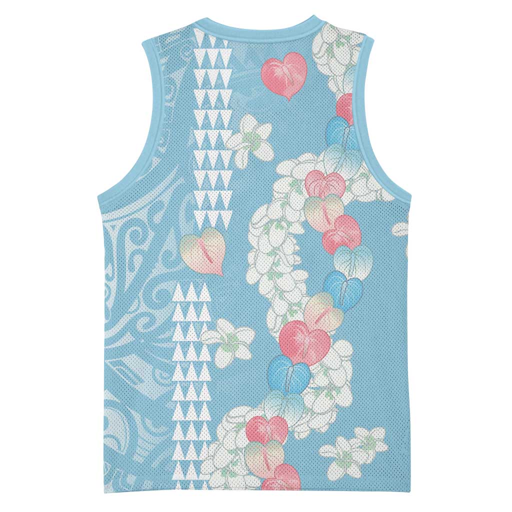 Blue Hawaii Anthurium Plumeria Lei Basketball Jersey