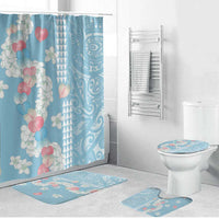 Blue Hawaii Anthurium Plumeria Lei Bathroom Set