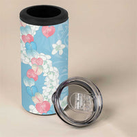 Blue Hawaii Anthurium Plumeria Lei 4 in 1 Can Cooler Tumbler
