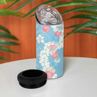 Blue Hawaii Anthurium Plumeria Lei 4 in 1 Can Cooler Tumbler