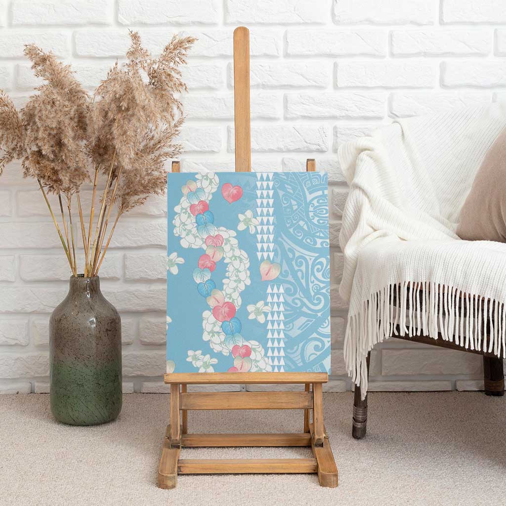 Blue Hawaii Anthurium Plumeria Lei Canvas Wall Art