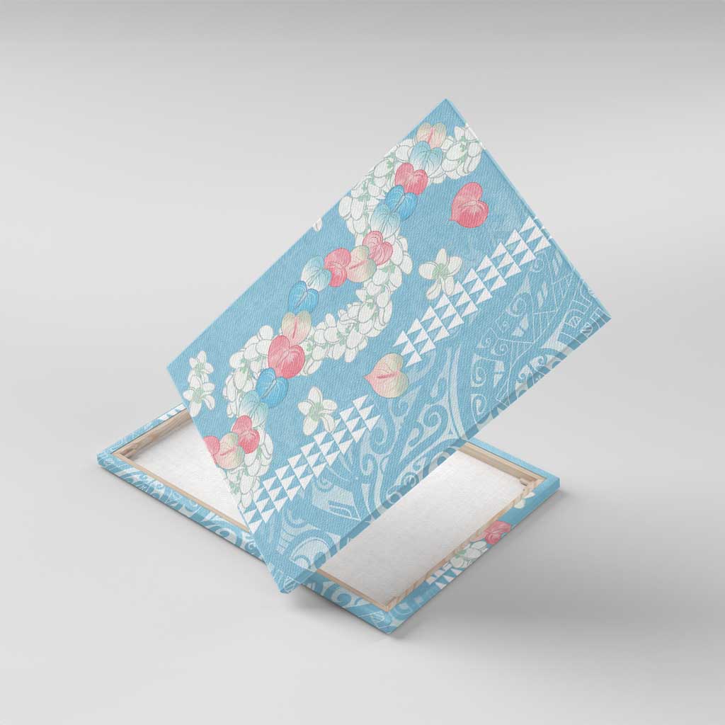 Blue Hawaii Anthurium Plumeria Lei Canvas Wall Art