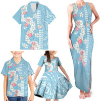 Blue Hawaii Anthurium Plumeria Lei Family Matching Tank Maxi Dress and Hawaiian Shirt LT9 - Polynesian Pride
