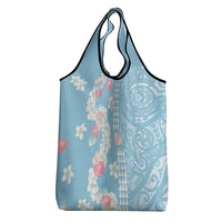 Blue Hawaii Anthurium Plumeria Lei Grocery Bag