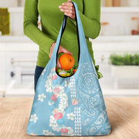 Blue Hawaii Anthurium Plumeria Lei Grocery Bag