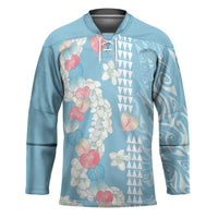 Blue Hawaii Anthurium Plumeria Lei Hockey Jersey