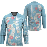 Blue Hawaii Anthurium Plumeria Lei Hockey Jersey