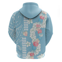 Blue Hawaii Anthurium Plumeria Lei Hoodie