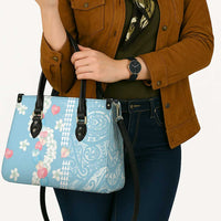 Blue Hawaii Anthurium Plumeria Lei Leather Bag