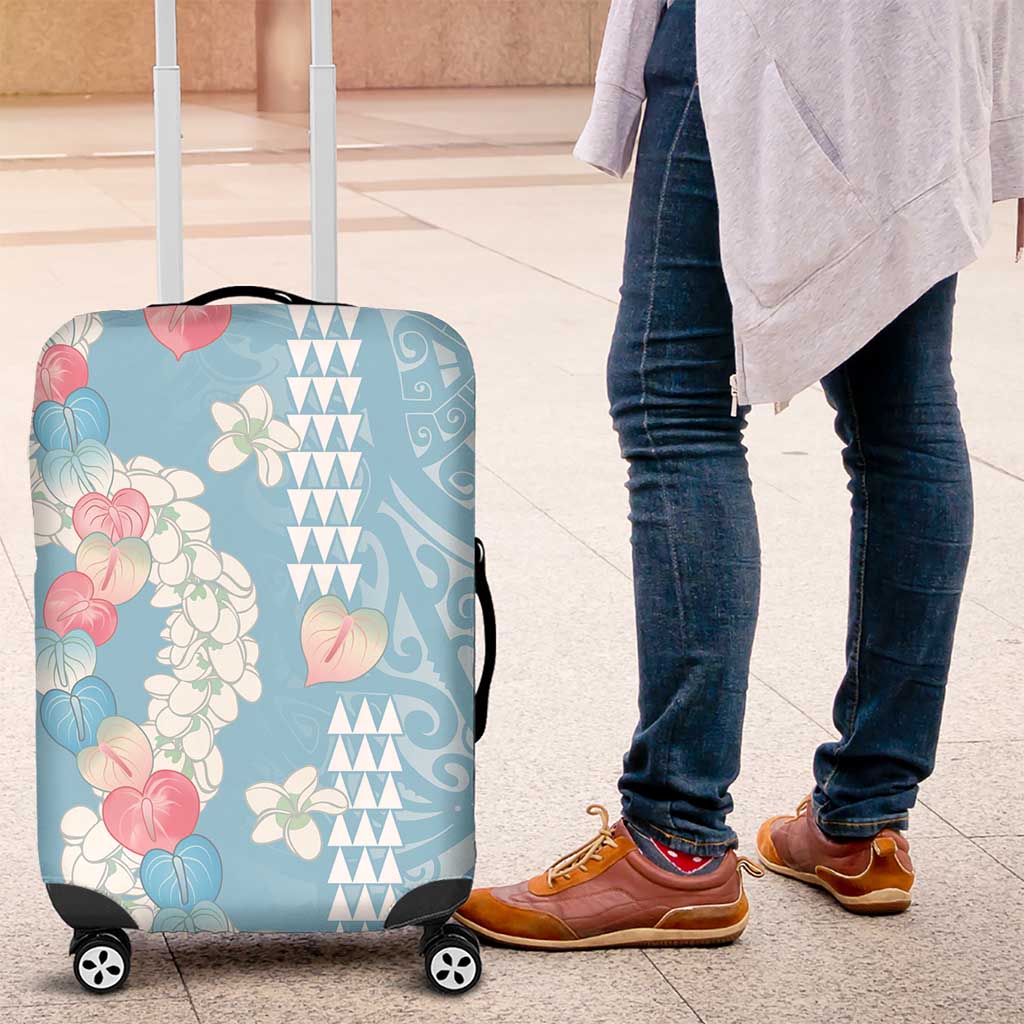 Blue Hawaii Anthurium Plumeria Lei Luggage Cover