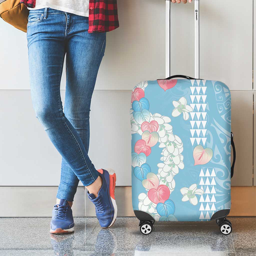 Blue Hawaii Anthurium Plumeria Lei Luggage Cover