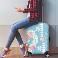 Blue Hawaii Anthurium Plumeria Lei Luggage Cover