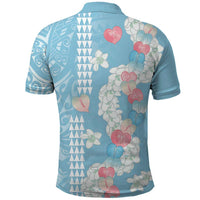 Blue Hawaii Anthurium Plumeria Lei Polo Shirt