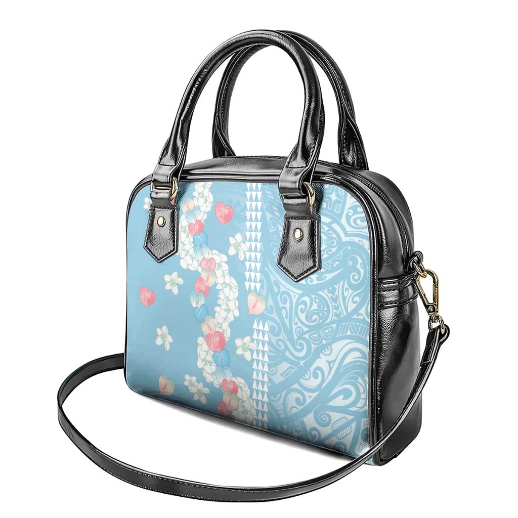 Blue Hawaii Anthurium Plumeria Lei Shoulder Handbag