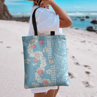 Blue Hawaii Anthurium Plumeria Lei Tote Bag