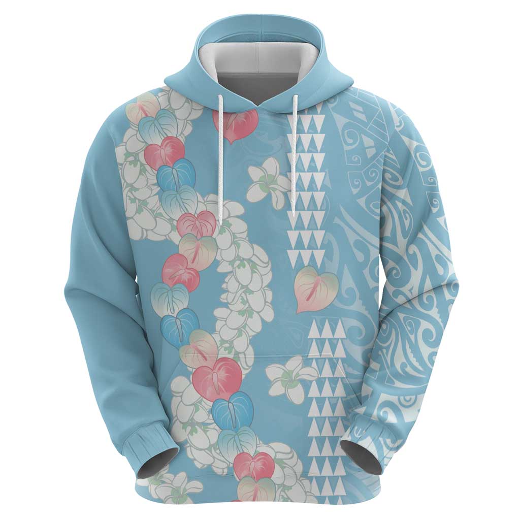 Blue Hawaii Anthurium Plumeria Lei Zip Hoodie