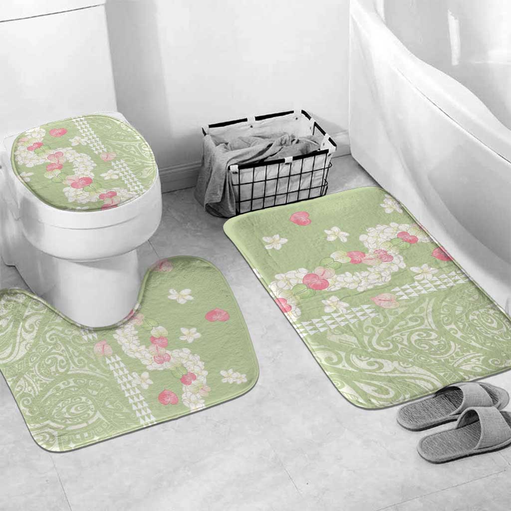 Leaf Green Hawaii Anthurium Plumeria Lei Bathroom Set