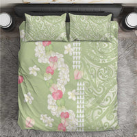 Leaf Green Hawaii Anthurium Plumeria Lei Bedding Set