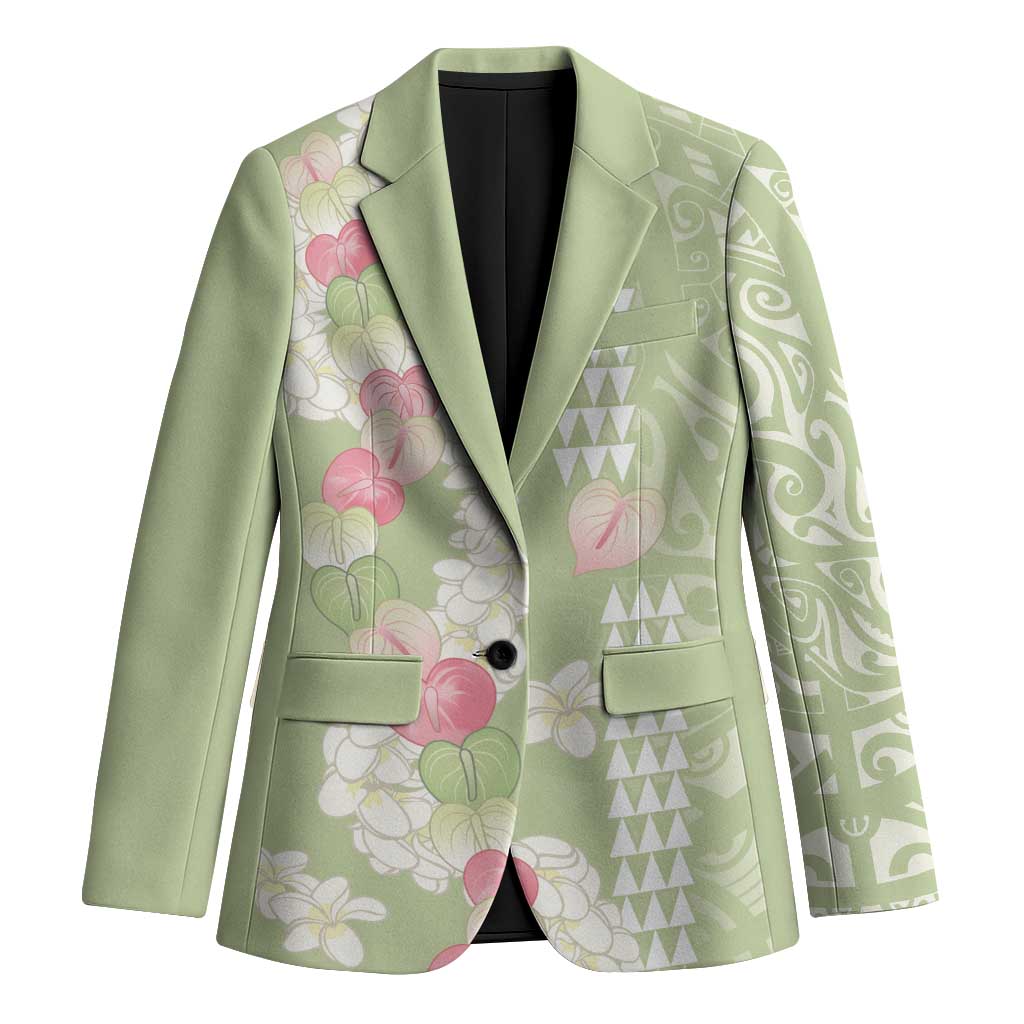 Leaf Green Hawaii Anthurium Plumeria Lei Blazer