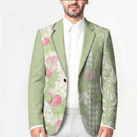 Leaf Green Hawaii Anthurium Plumeria Lei Blazer