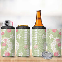 Leaf Green Hawaii Anthurium Plumeria Lei 4 in 1 Can Cooler Tumbler