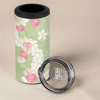 Leaf Green Hawaii Anthurium Plumeria Lei 4 in 1 Can Cooler Tumbler