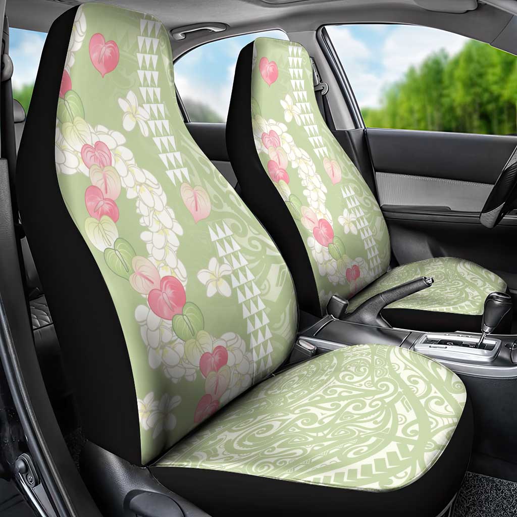 Leaf Green Hawaii Anthurium Plumeria Lei Car Seat Cover