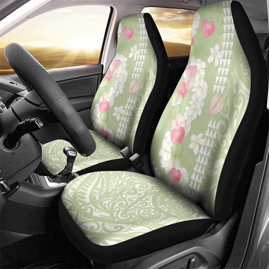 Leaf Green Hawaii Anthurium Plumeria Lei Car Seat Cover