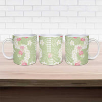 Leaf Green Hawaii Anthurium Plumeria Lei Ceramic Mug