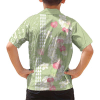 Leaf Green Hawaii Anthurium Plumeria Lei Family Matching Short Sleeve Bodycon Dress and Hawaiian Shirt LT9 - Polynesian Pride