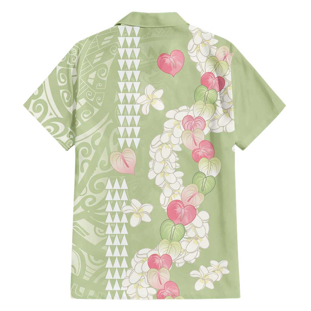 Leaf Green Hawaii Anthurium Plumeria Lei Family Matching Summer Maxi Dress and Hawaiian Shirt LT9 - Polynesian Pride