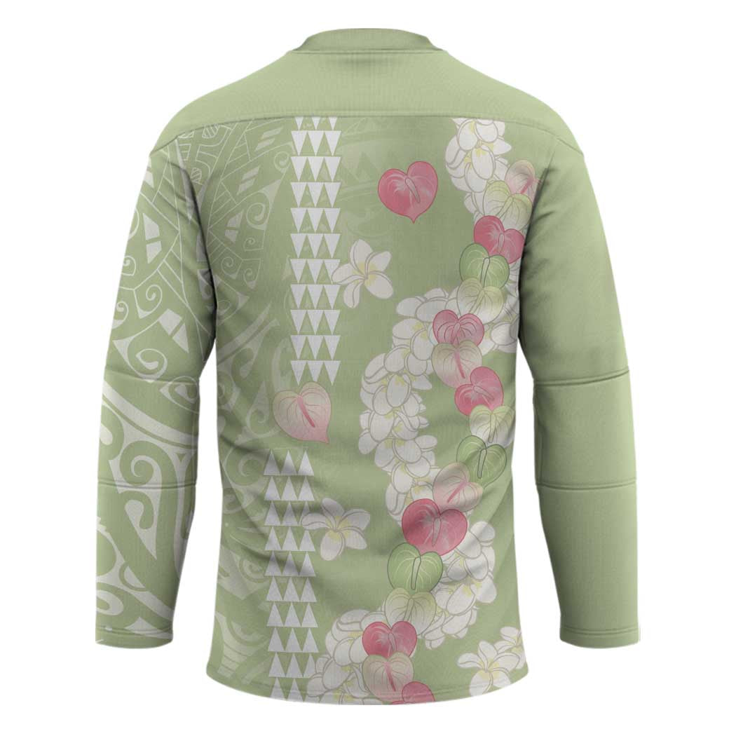 Leaf Green Hawaii Anthurium Plumeria Lei Hockey Jersey