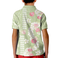 Leaf Green Hawaii Anthurium Plumeria Lei Kid Polo Shirt