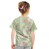 Leaf Green Hawaii Anthurium Plumeria Lei Kid T Shirt