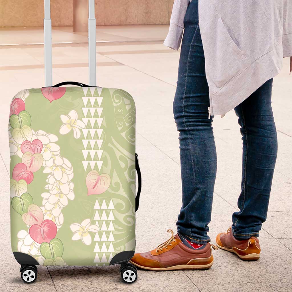 Leaf Green Hawaii Anthurium Plumeria Lei Luggage Cover