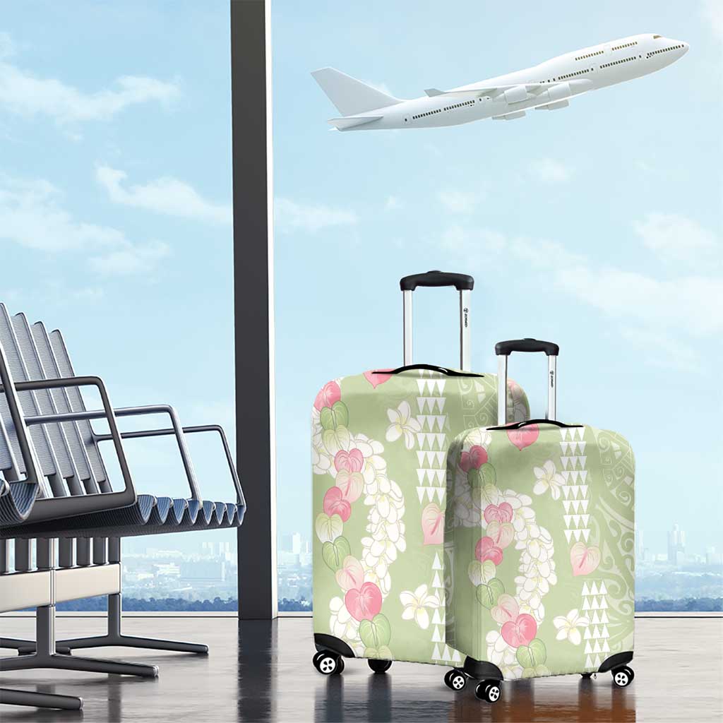 Leaf Green Hawaii Anthurium Plumeria Lei Luggage Cover