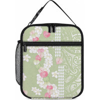 Leaf Green Hawaii Anthurium Plumeria Lei Lunch Bag LT9 10.2 × 8.3 × 4.3 inch Blue - Polynesian Pride