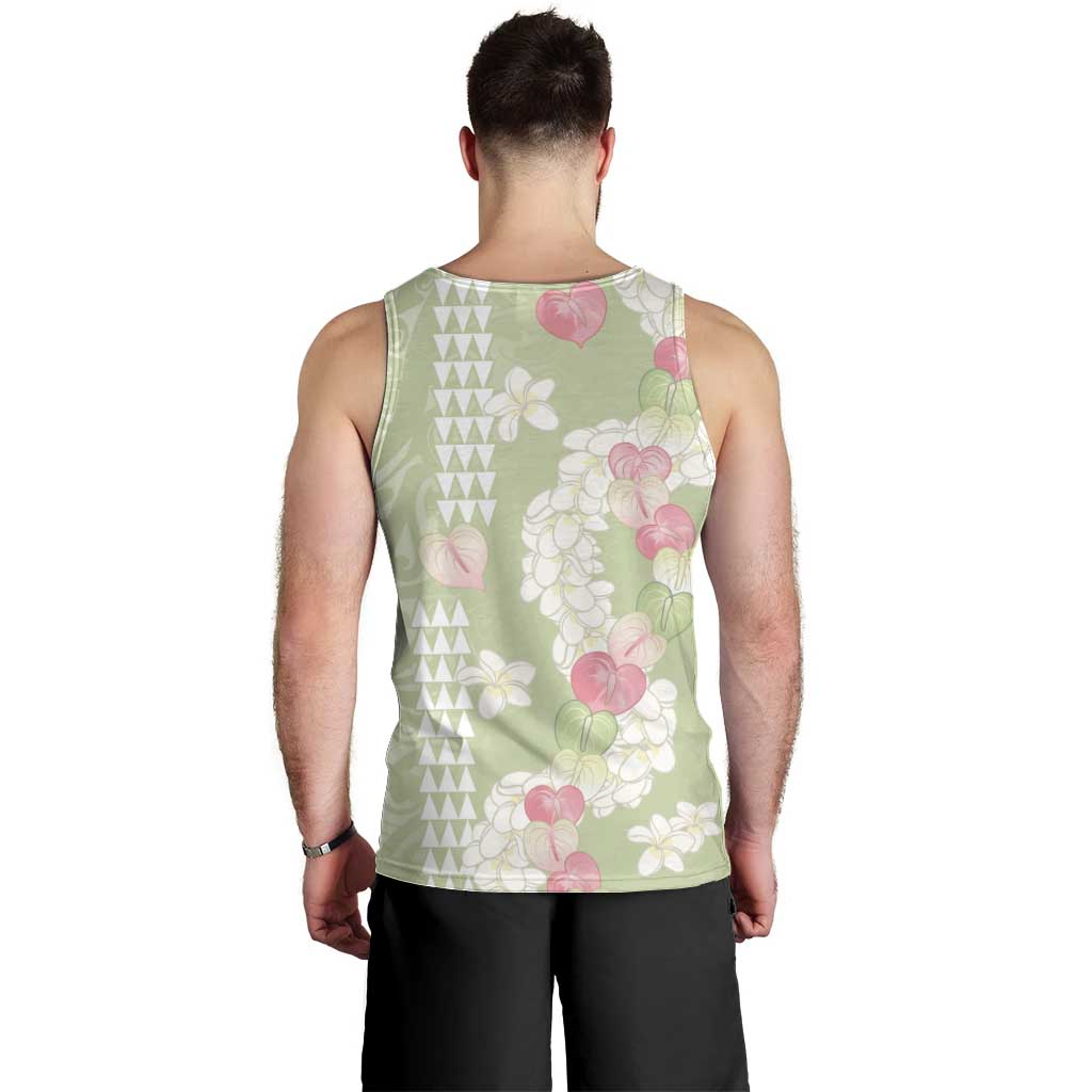 Leaf Green Hawaii Anthurium Plumeria Lei Men Tank Top