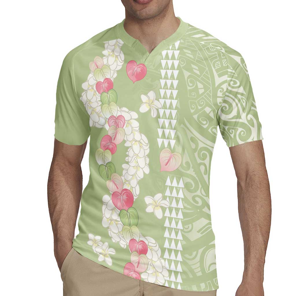 Leaf Green Hawaii Anthurium Plumeria Lei Rugby Jersey