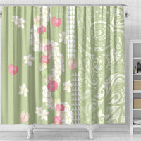 Leaf Green Hawaii Anthurium Plumeria Lei Shower Curtain