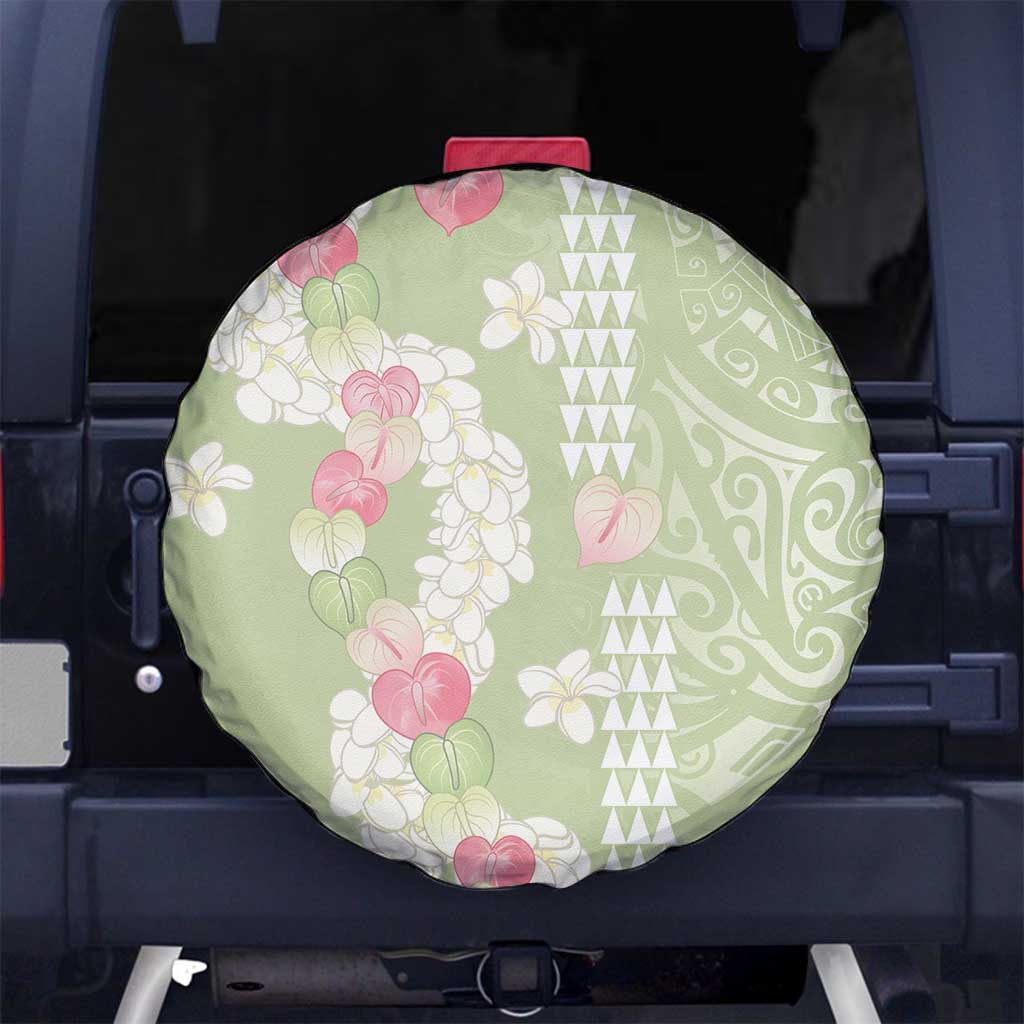 Leaf Green Hawaii Anthurium Plumeria Lei Spare Tire Cover