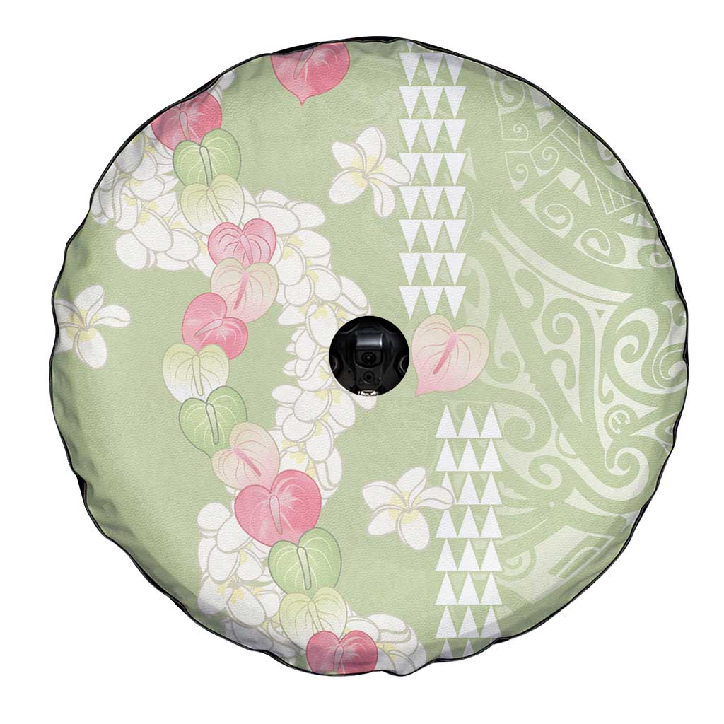 Leaf Green Hawaii Anthurium Plumeria Lei Spare Tire Cover