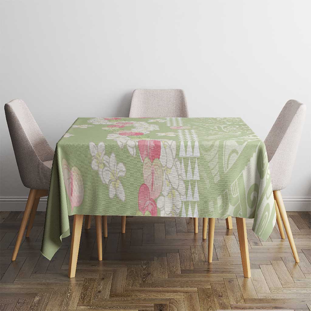 Leaf Green Hawaii Anthurium Plumeria Lei Tablecloth
